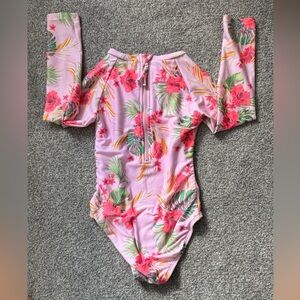 Art Class Pink and Red Rashguard with Long Sleeves